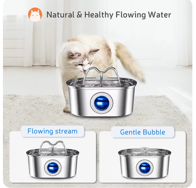 WagFountain Duo™ - Filtered Automatic Multi-Pet Water Fountain for Cats/Dogs (Stainless Steel)