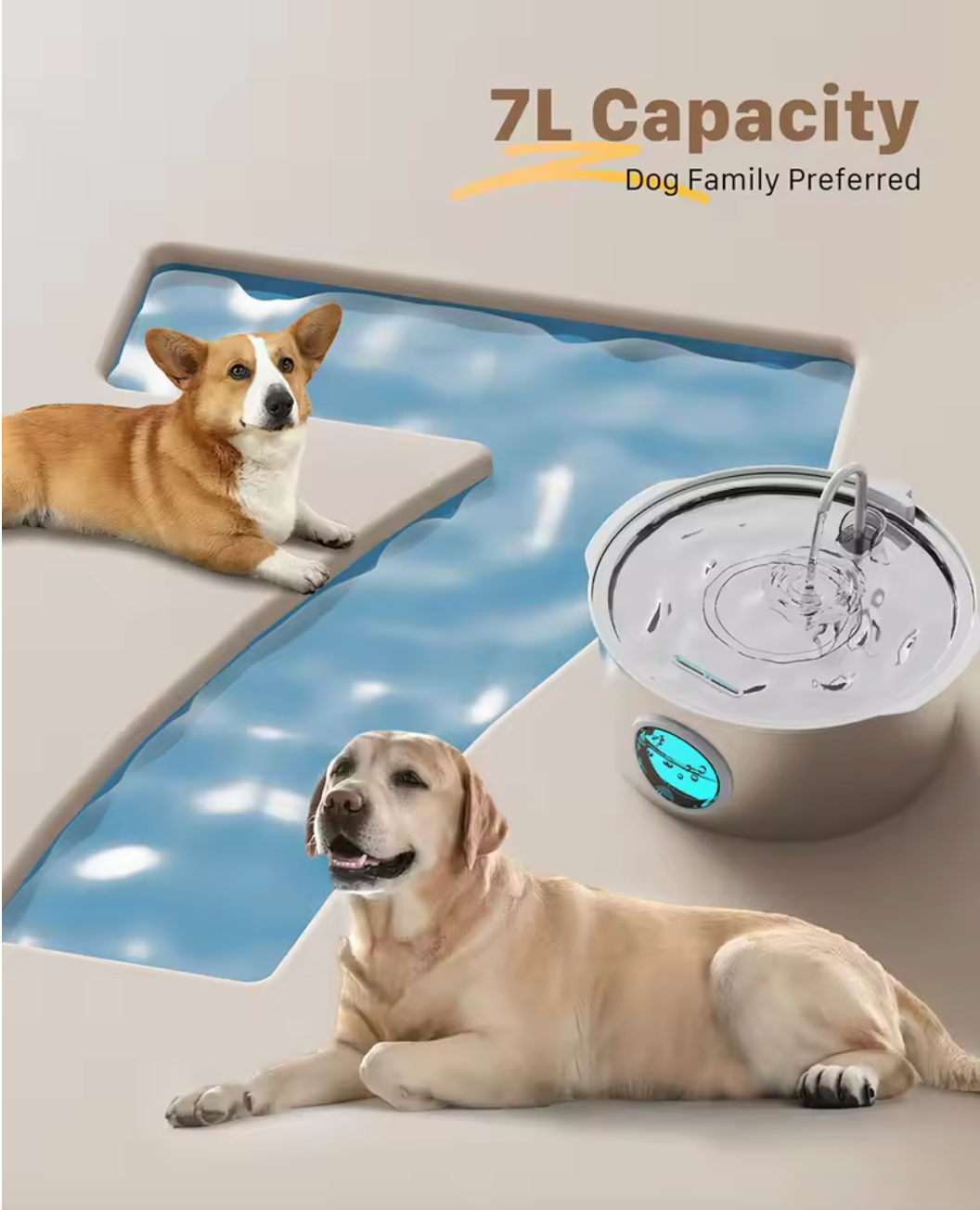 WagFountain Jumbo™ - Large Pet Water Fountain for Cats/Dogs (2Gal/7L)