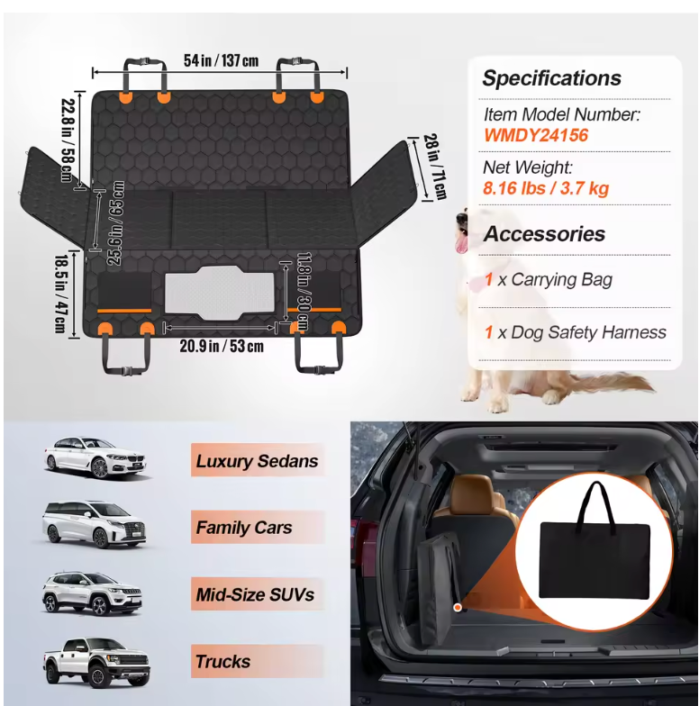 WagSeat Pro™ - Sturdy Car Seat Cover (Supports 350lbs Dogs)