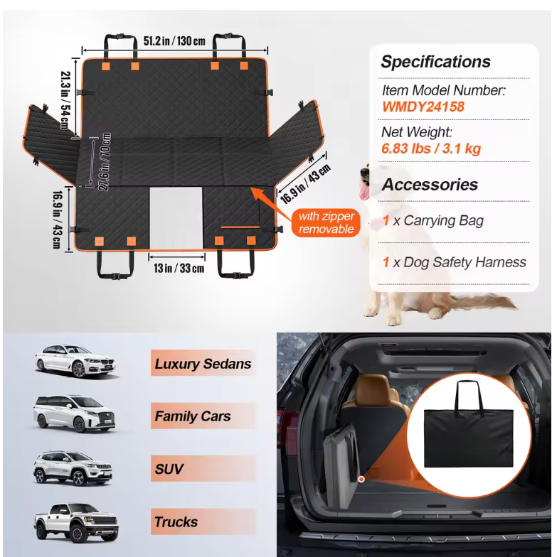 WagSeat Pro™ - Sturdy Car Seat Cover (Supports 350lbs Dogs)