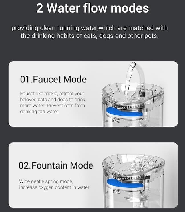 WagFountain showing faucet mode and fountain mode